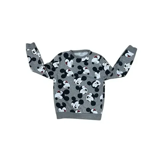 Disney Mickey Mouse Faces Pullover Crewneck Sweatshirt Gray Women’s X-Small 2/4 - Picture 1 of 11